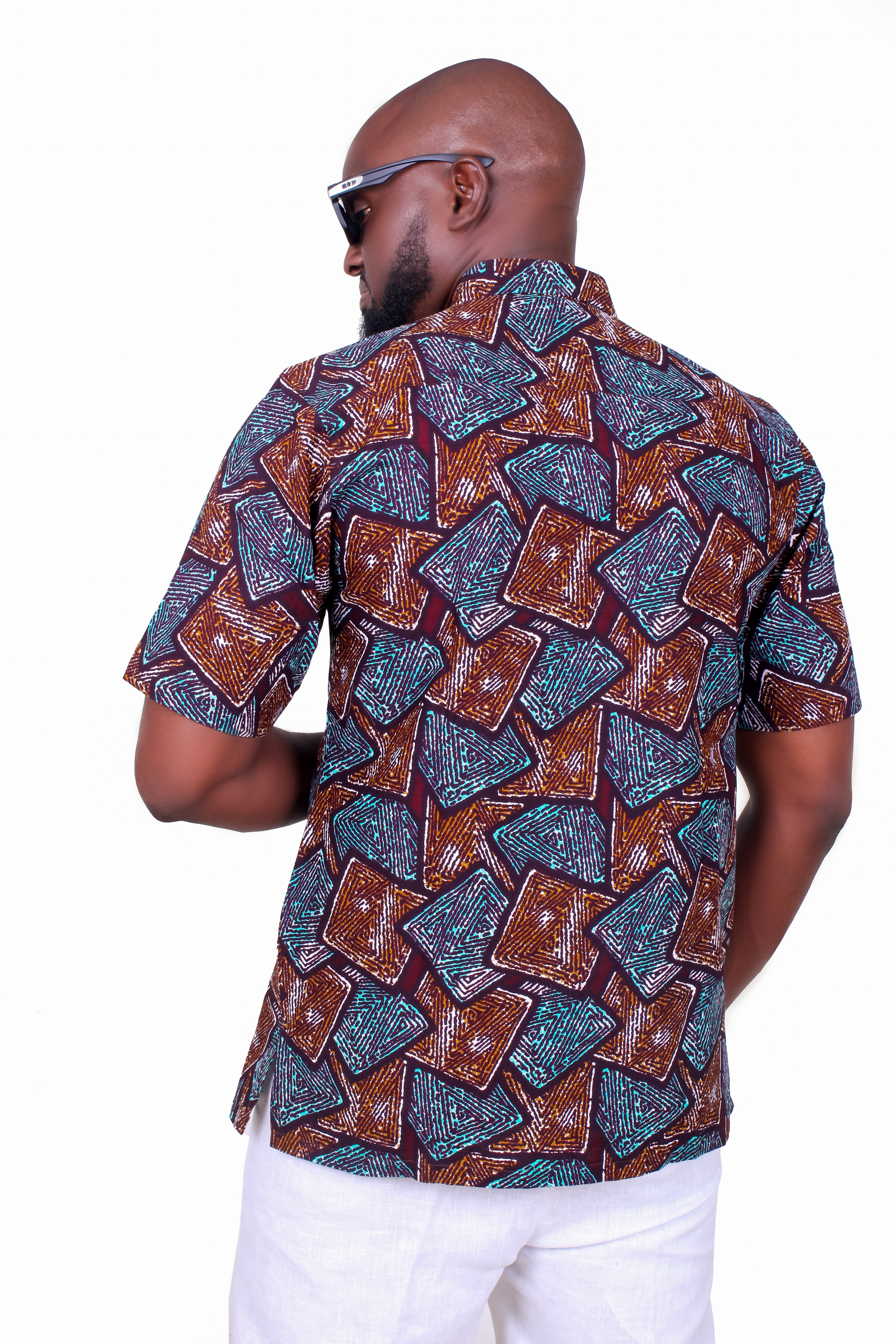 Khalid Block Men's African Print Shortsleeve Shirt