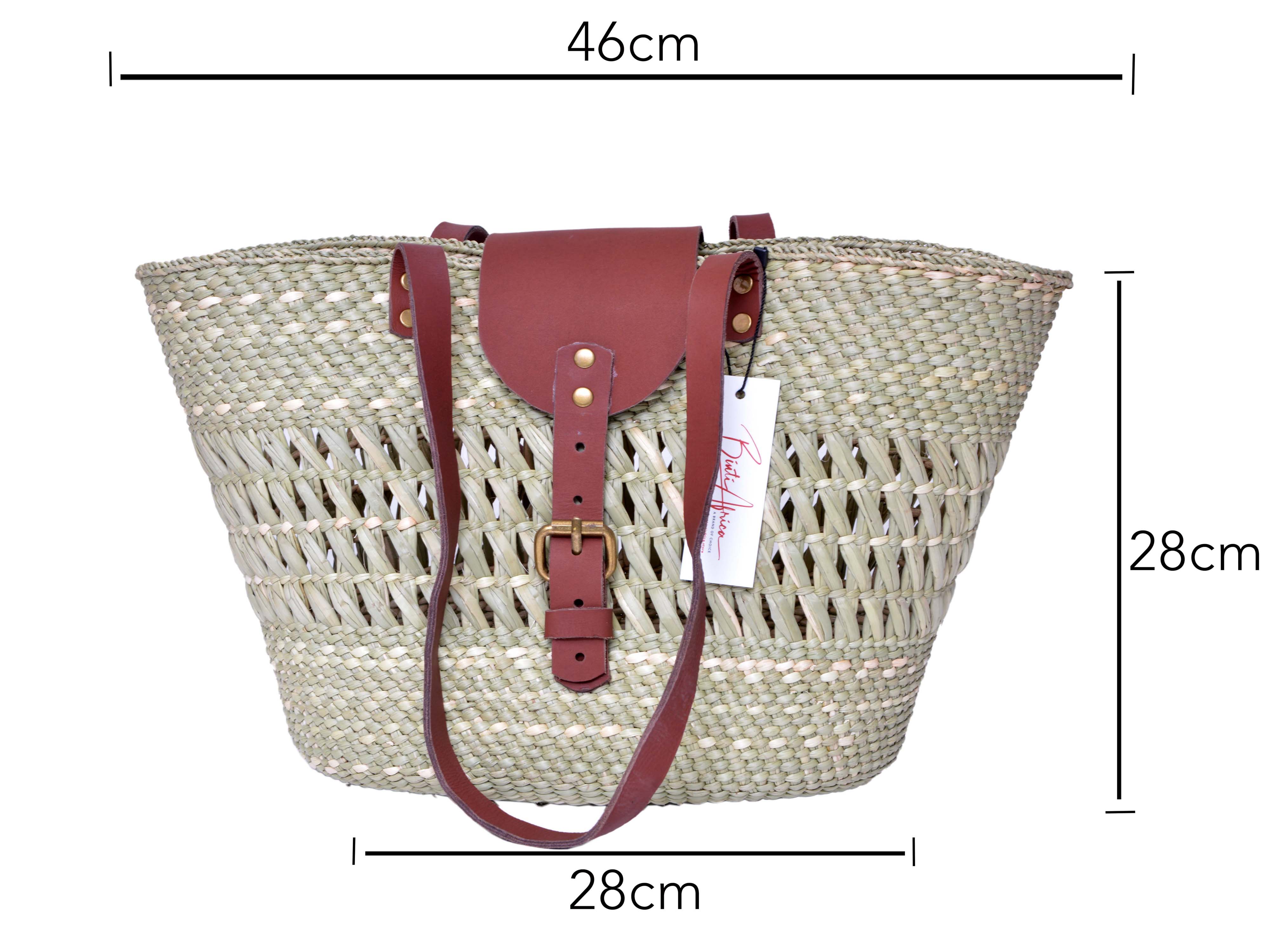 Kagege Open Side Everyday Use Handmade African Basket:Perfect for Vacations and Beach Travel