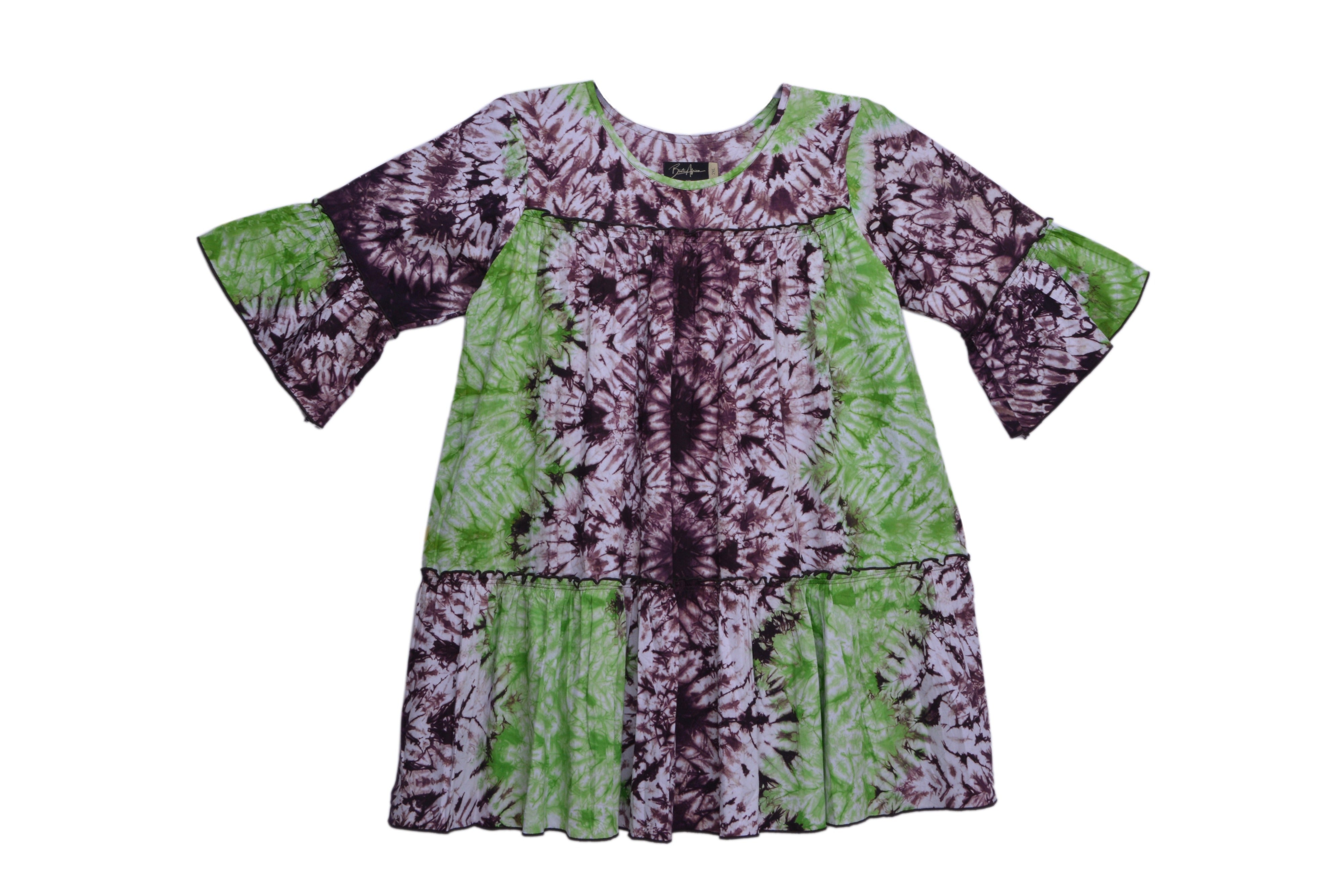 Uhuru Green :Bright Flowing Luxurious Stylish  Dress Made of Soft Cotton fabric