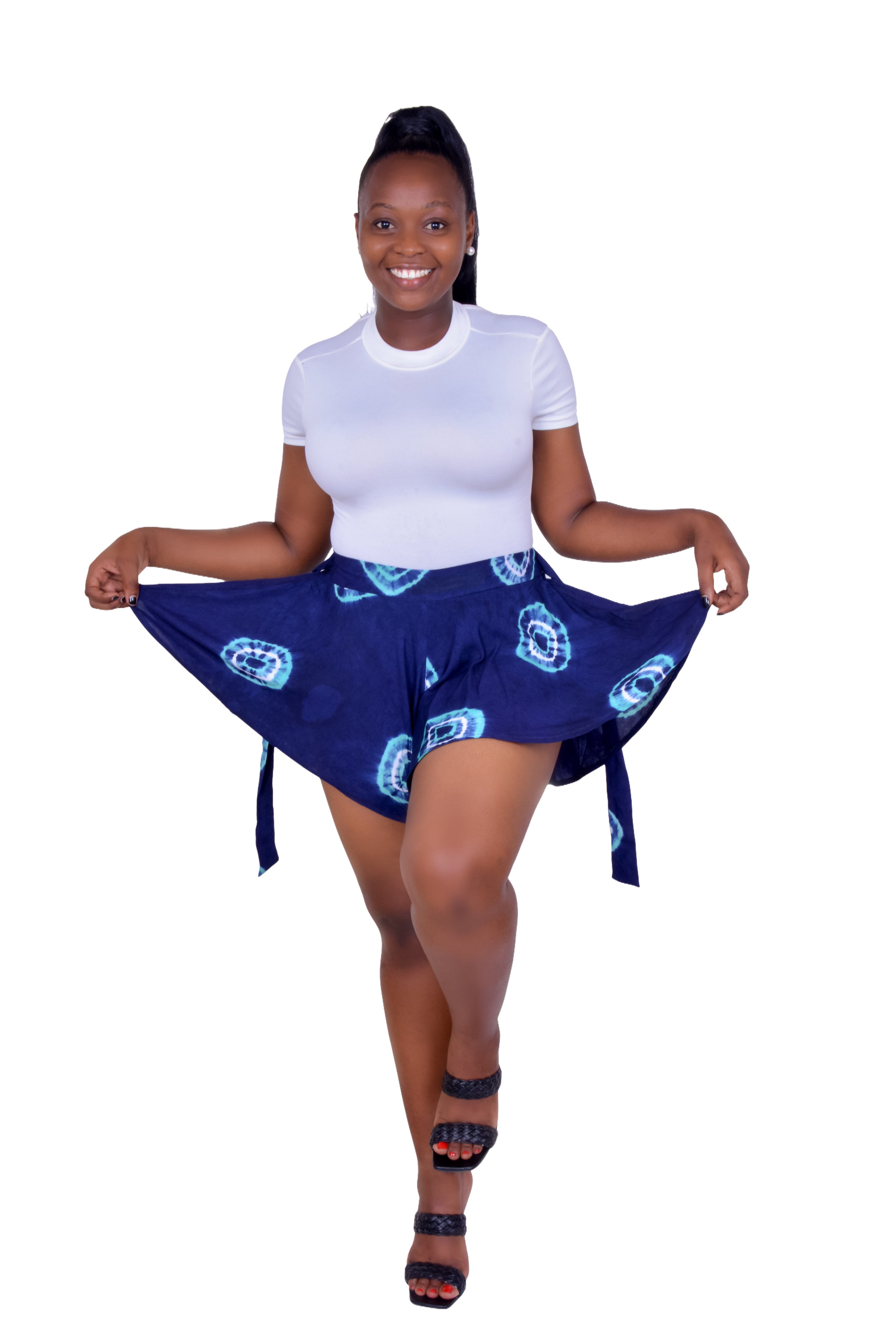 Zanzibar African Short Tie & Dye: Women's Soft Flowing Lightweight  Cotton Shorts.
