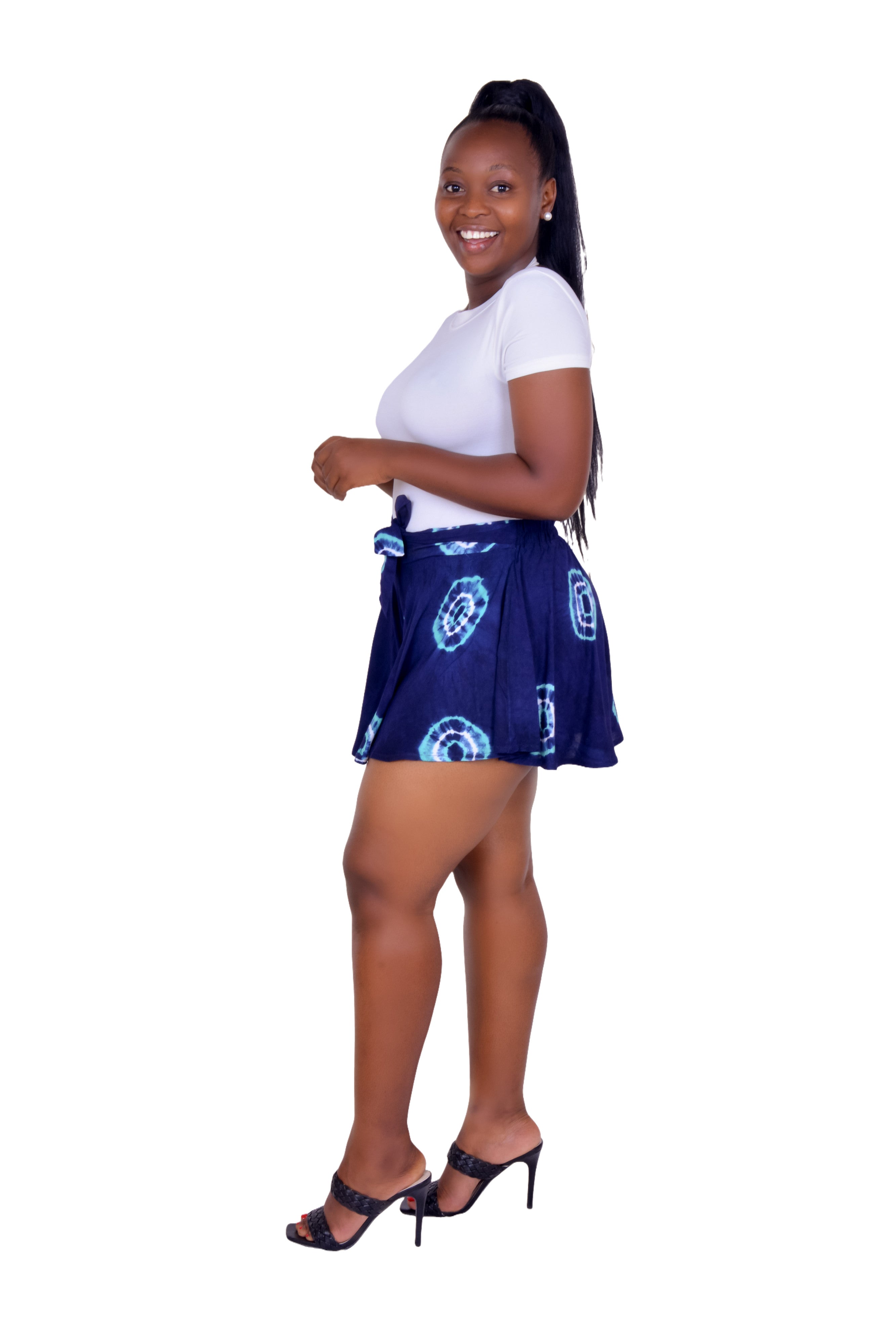 Zanzibar African Short Tie & Dye: Women's Soft Flowing Lightweight  Cotton Shorts.