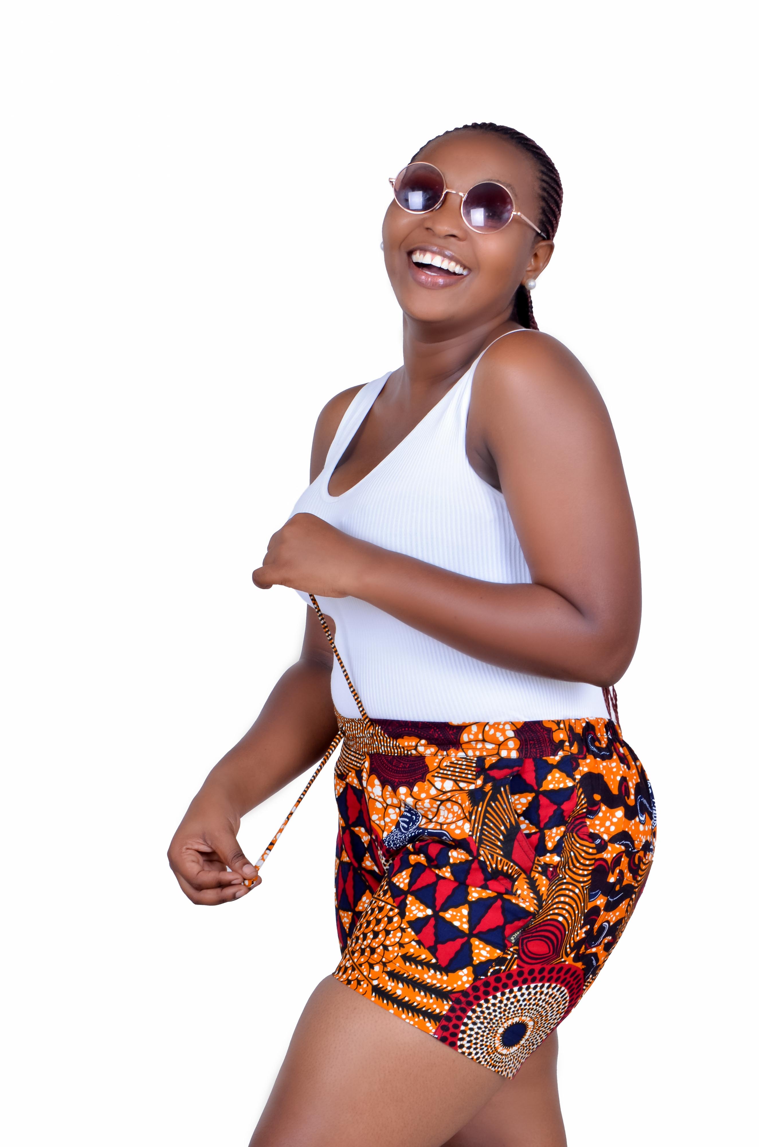 GLADEE CHUI AFRICAN PRINT SHORTS: super vibrant can  pair well with anytop