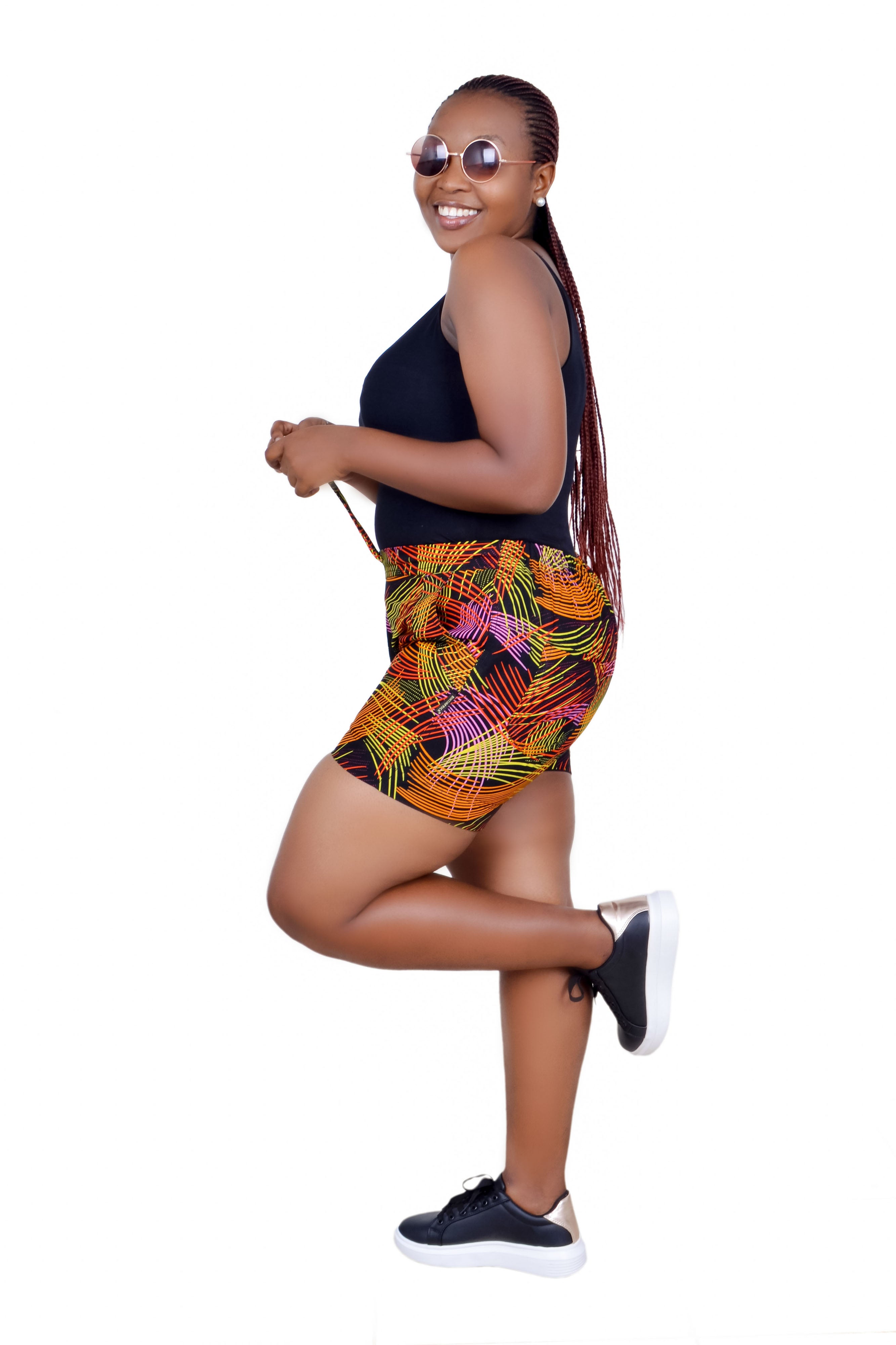 GLADEE NYASI AFRICAN PRINT SHORTS :super vibrant can  pair well with anytop