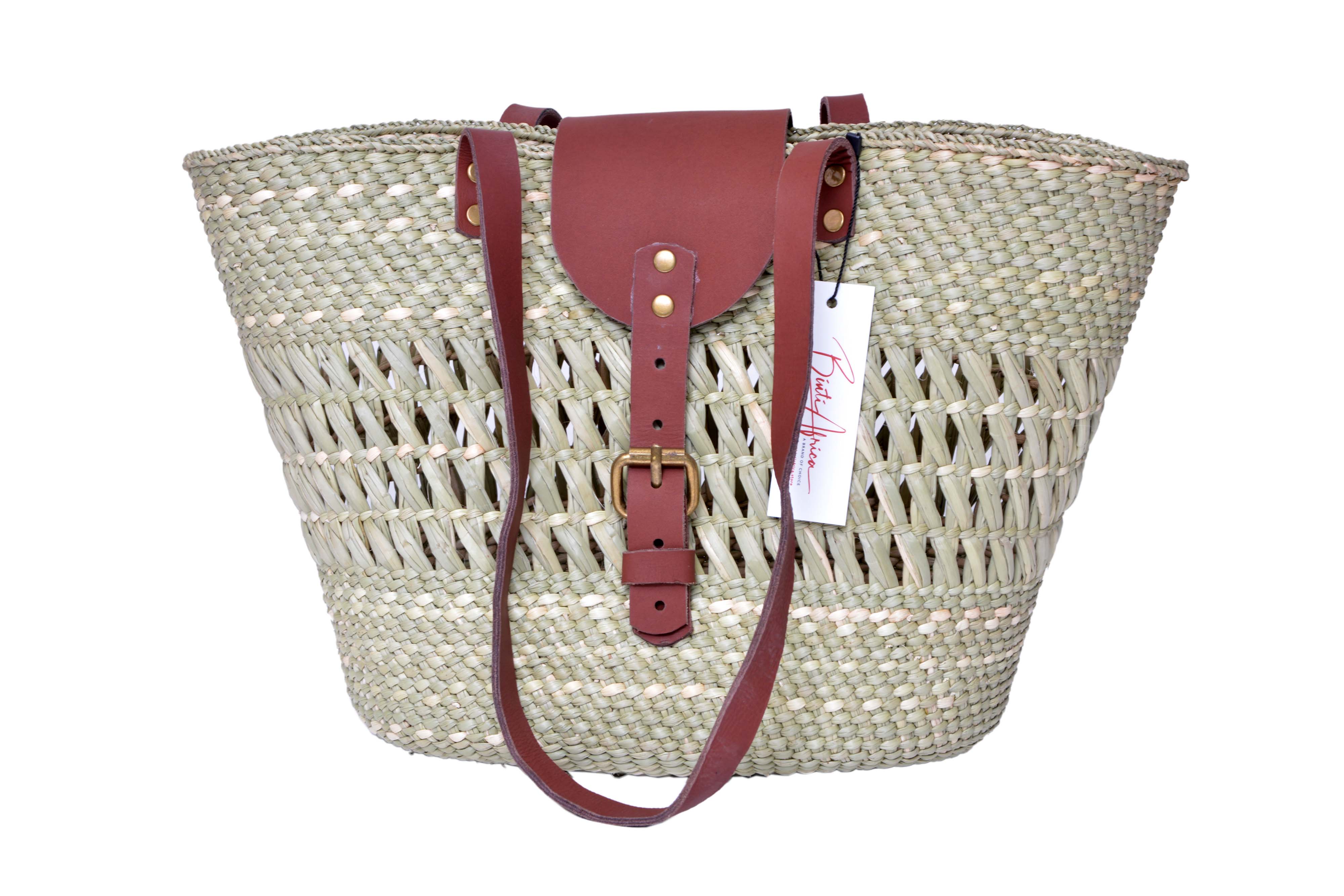 Kagege Open Side Everyday Use Handmade African Basket:Perfect for Vacations and Beach Travel