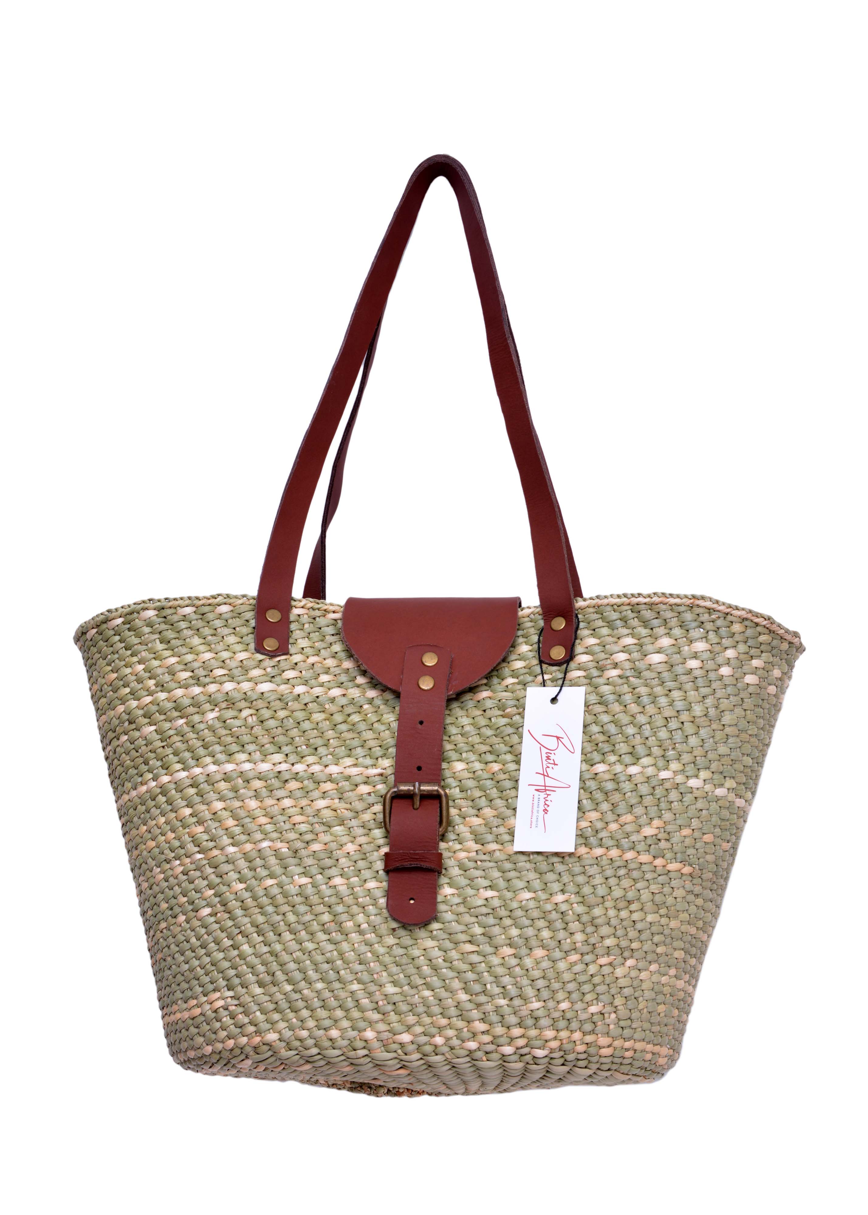KITEZO Plain Everyday Use Handmade African Basket:Perfect for Vacations and Beach Travel